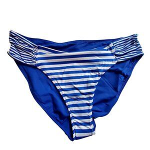 Tommy Bahama Womens Striped Bikini Bottom SIZE  XL Blue & White Nylon Swimwear